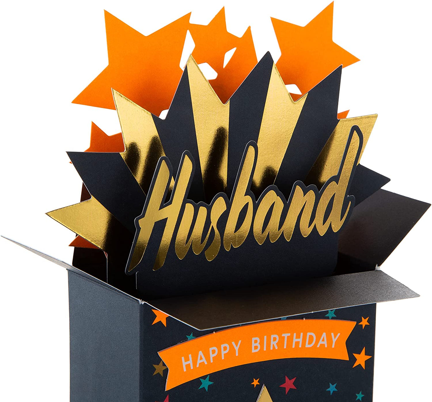 Open Present Design 3D Husband Birthday Card