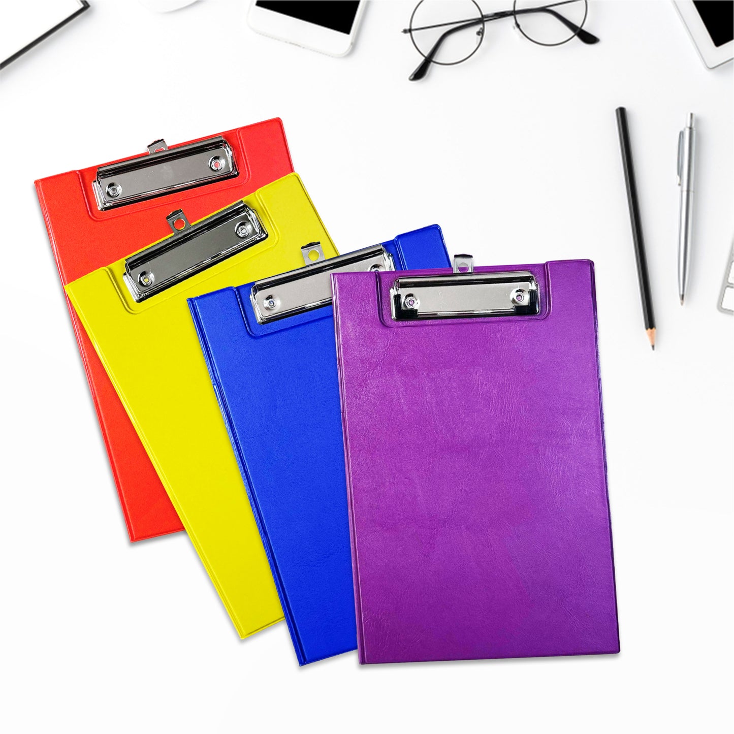 A5 Purple Foldover Clipboard with Pen Holder