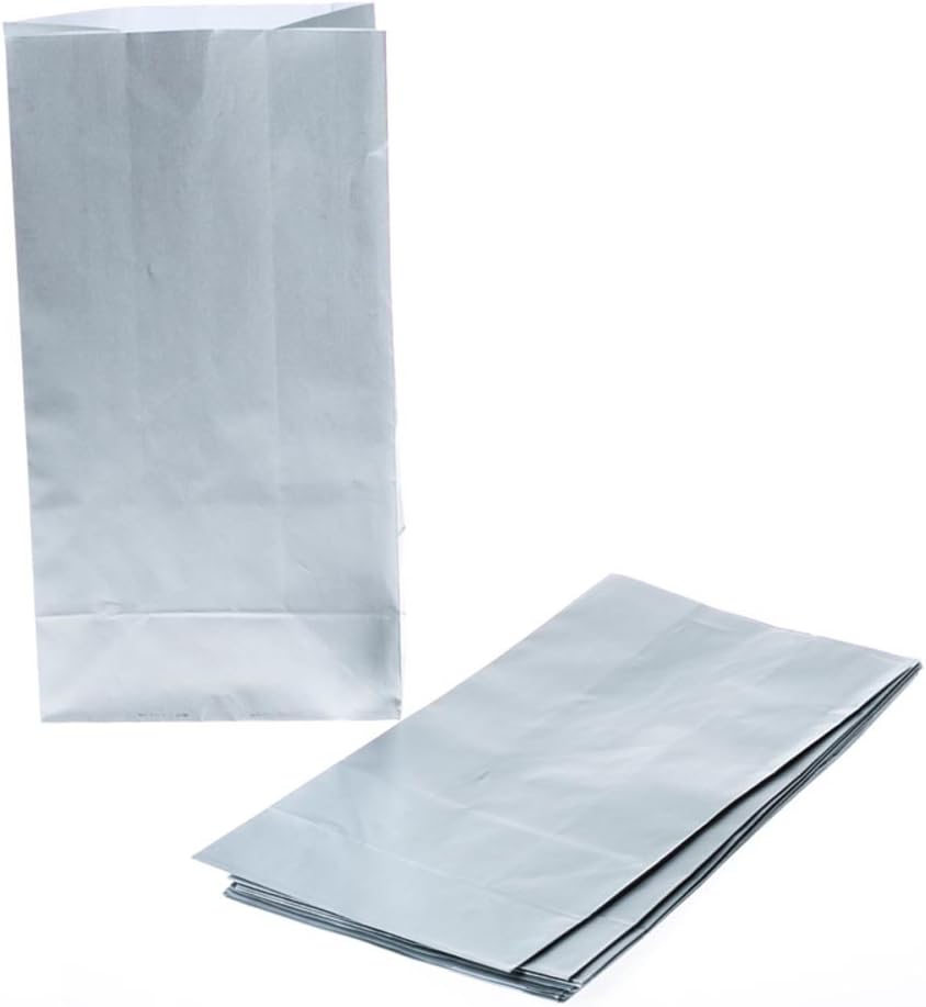 Pack of 10 Silver Metallic Paper Party Bags