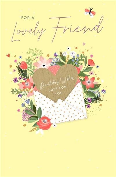 Artistic Female Floral Illustration 'Lovely Friend' Birthday Wishes Card