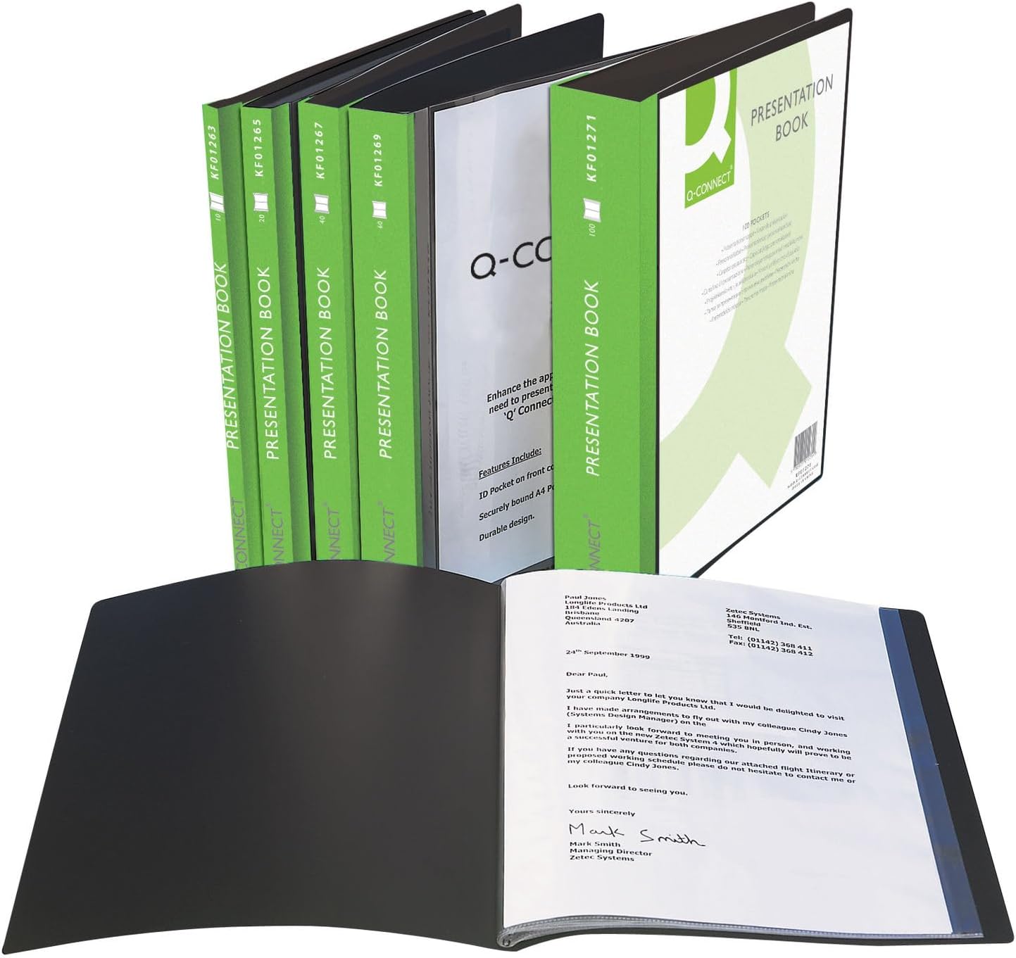 A4 Black 10 Pocket Q-Connect Presentation Display Book