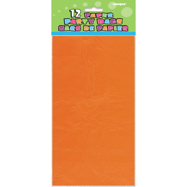 Pack of 12 Orange Paper Party Bags