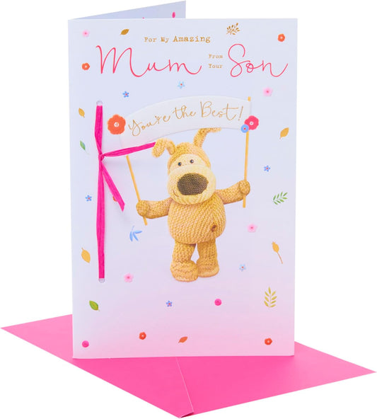 Boofle Holding Banner From Son Mother's Day Card