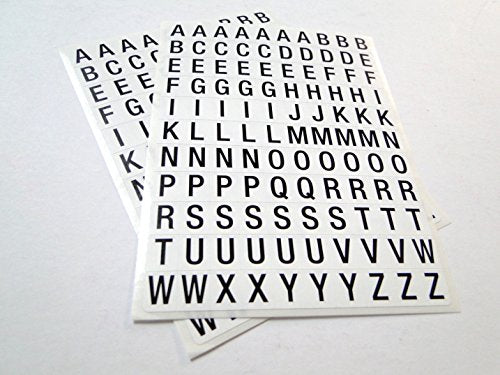 Pack of 220 A-Z per Sheet Black on White 8x10mm Alphabet Stickers