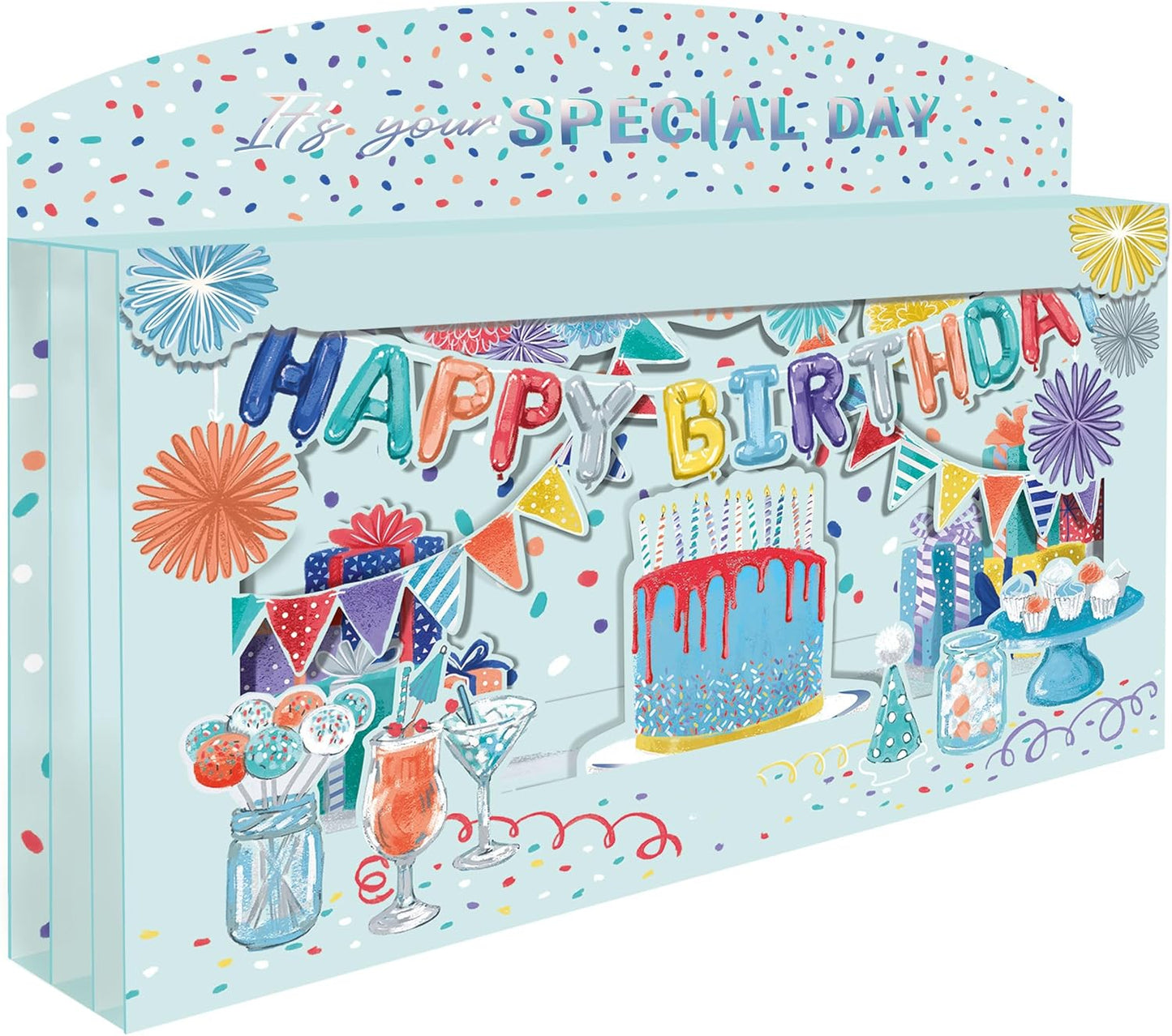 Spectacular 3D Birthday Party Table Scene Birthday Card