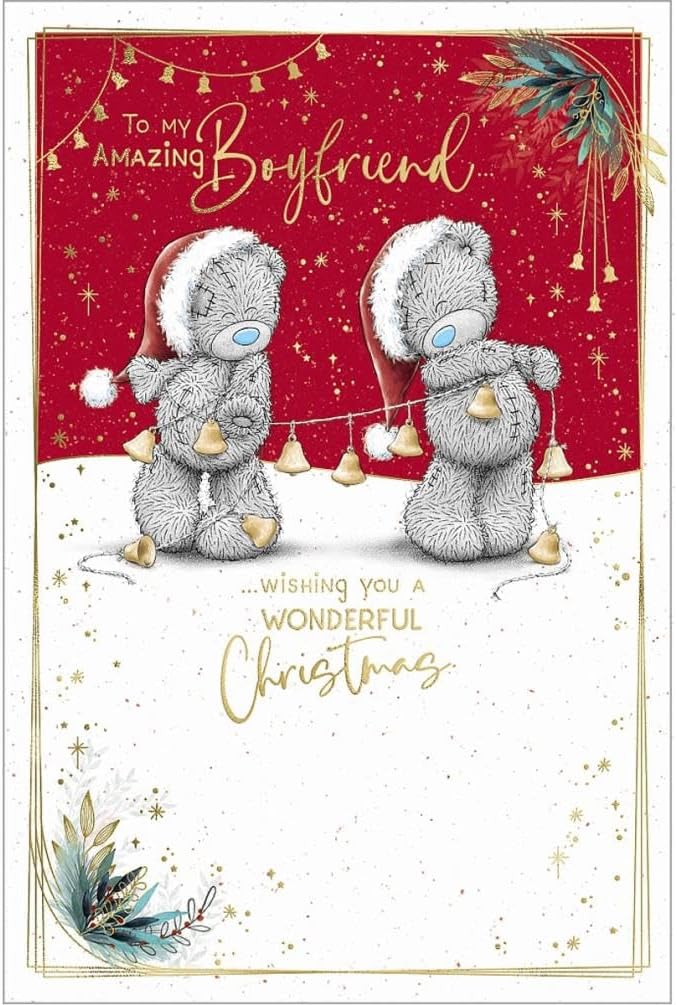 Bears With String Of Bells Boyfriend Christmas Card