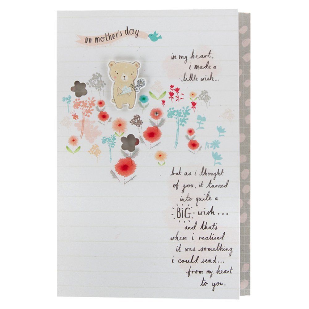 Cute 3D Bear Floral Mother's Day Card
