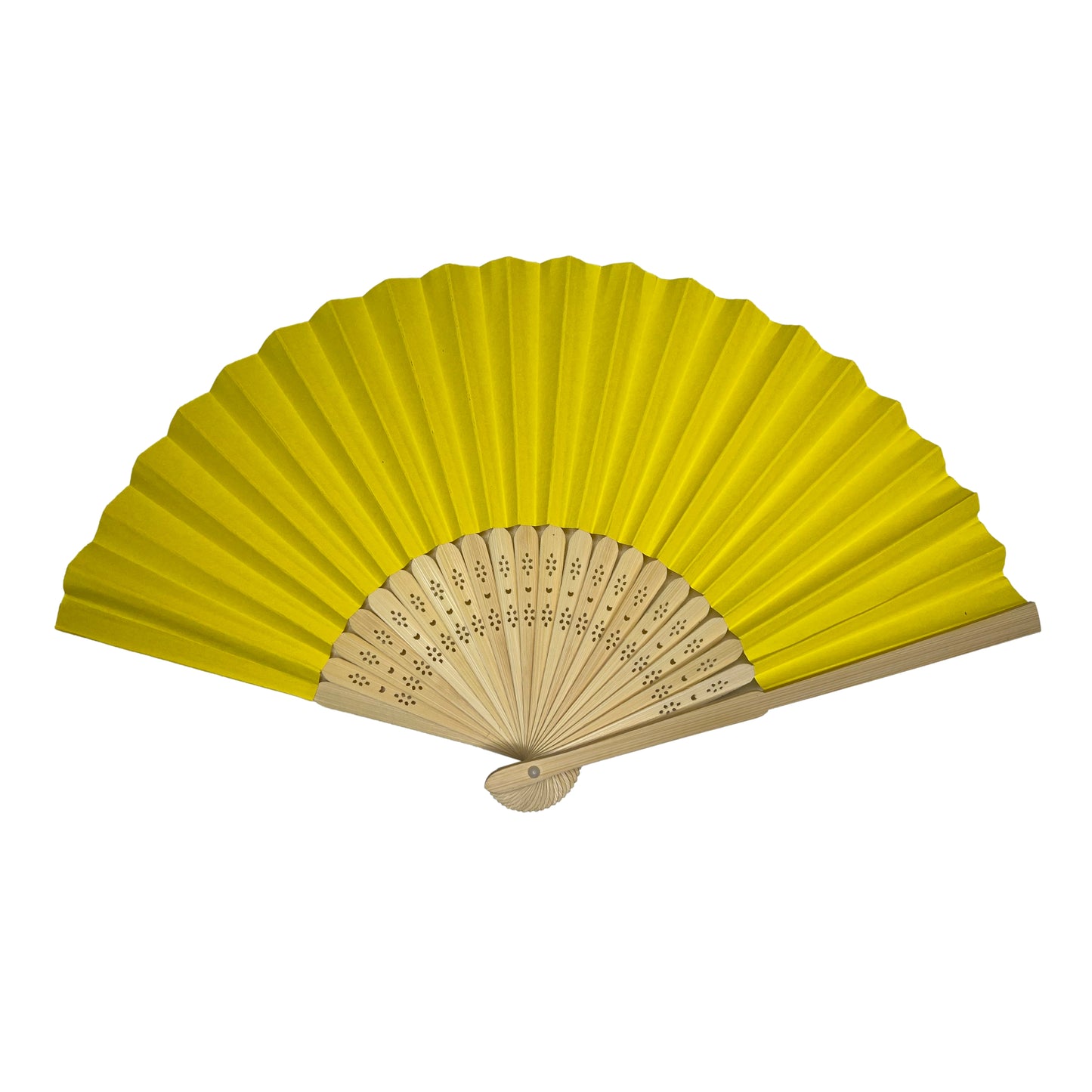 Pack of 500 Yellow Paper Foldable Hand Held Bamboo Wooden Fans by Parev