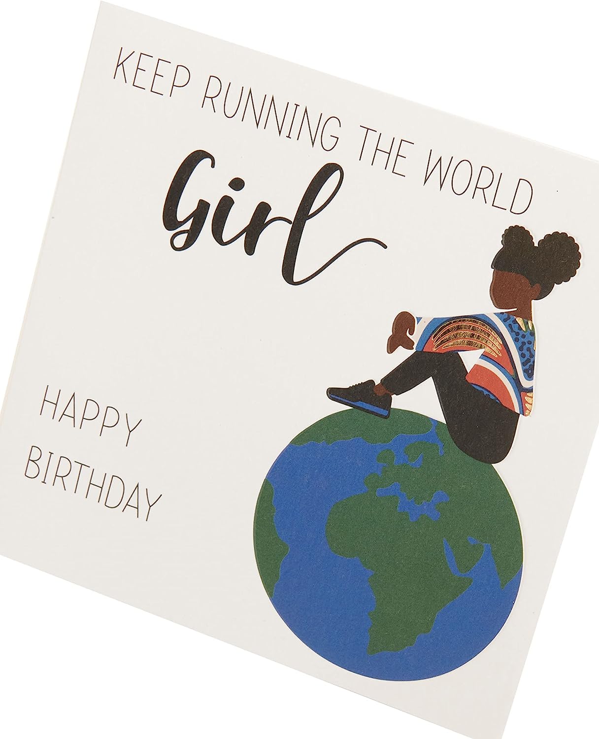 Afrotouch Running The World Girl Blank Birthday Card