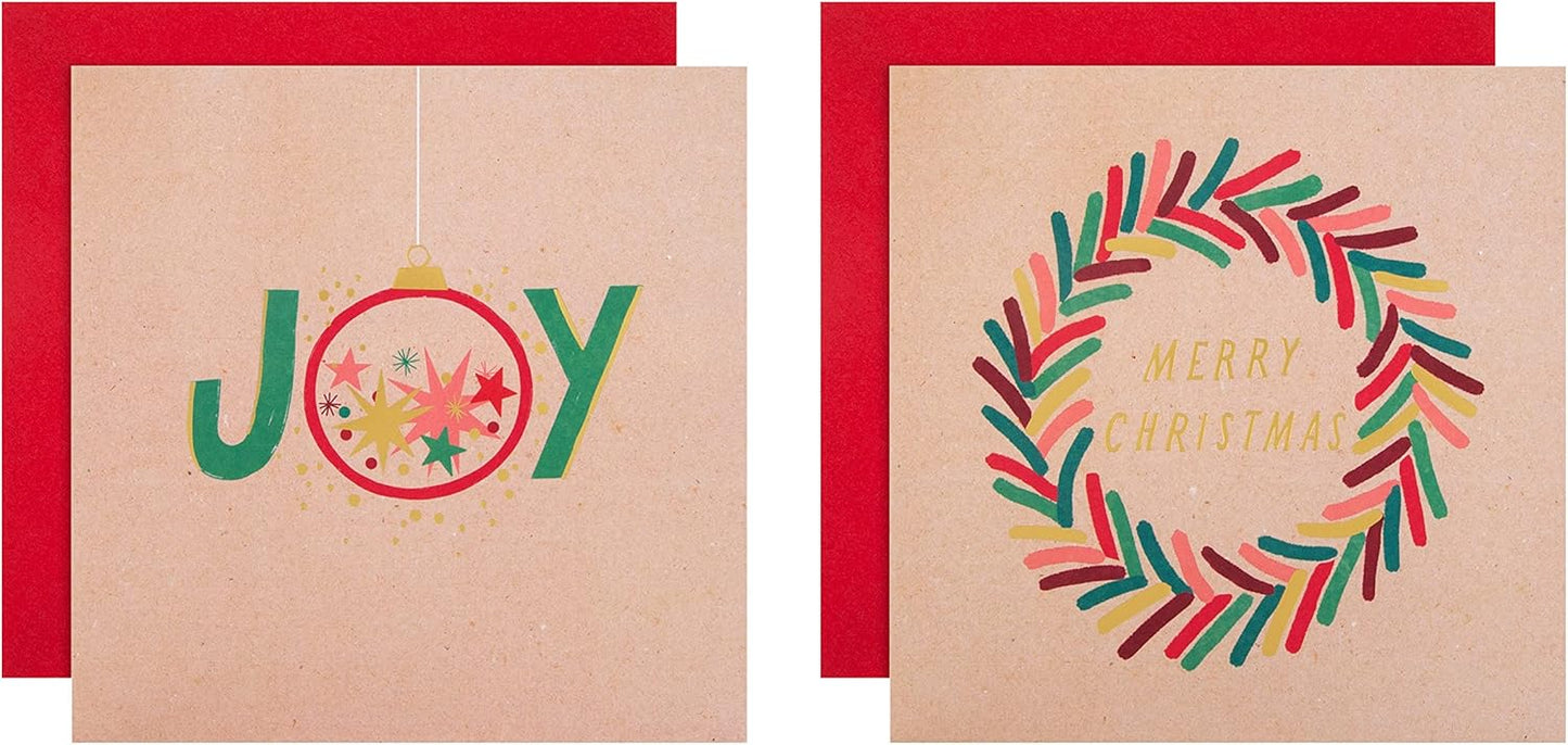 Pack of 16 in 2 Festive Designs Boxed Charity Christmas Cards