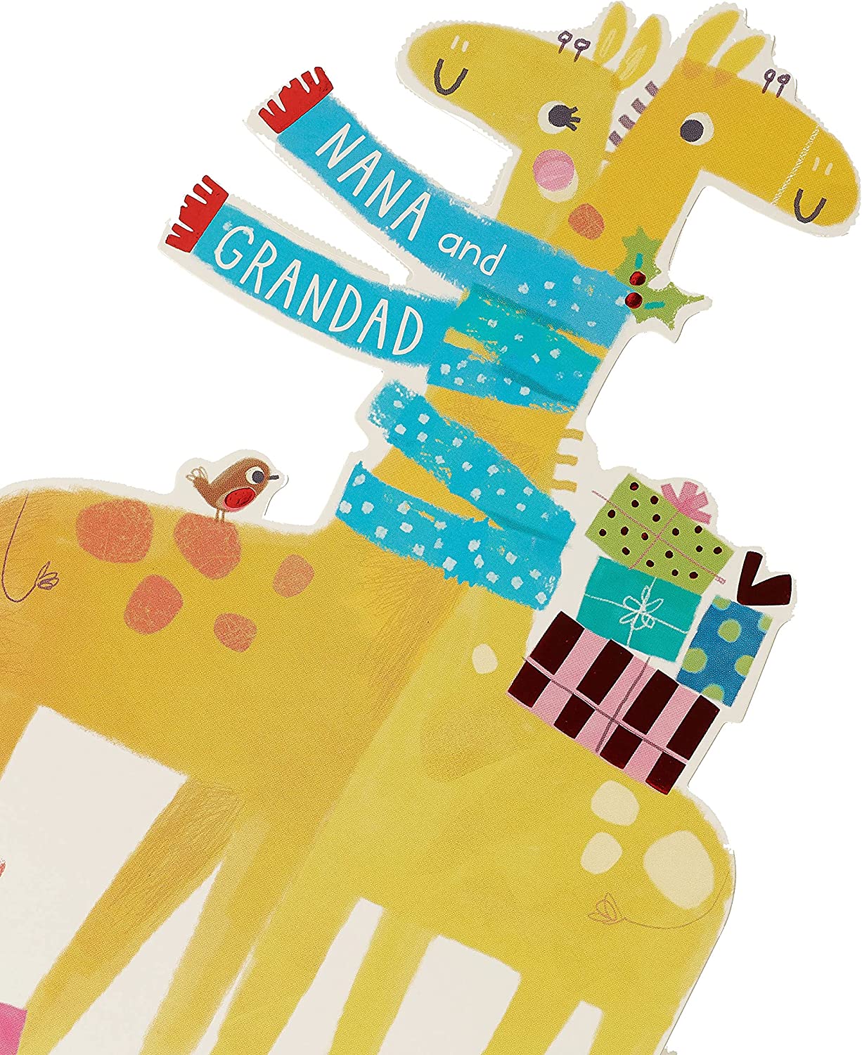 Two Giraffes with Scarf Design Nana and Grandad Christmas Card