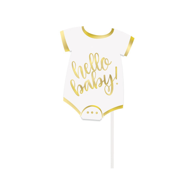 Pack of 10 "Hello Baby" Gold Baby Shower Photo Booth Props