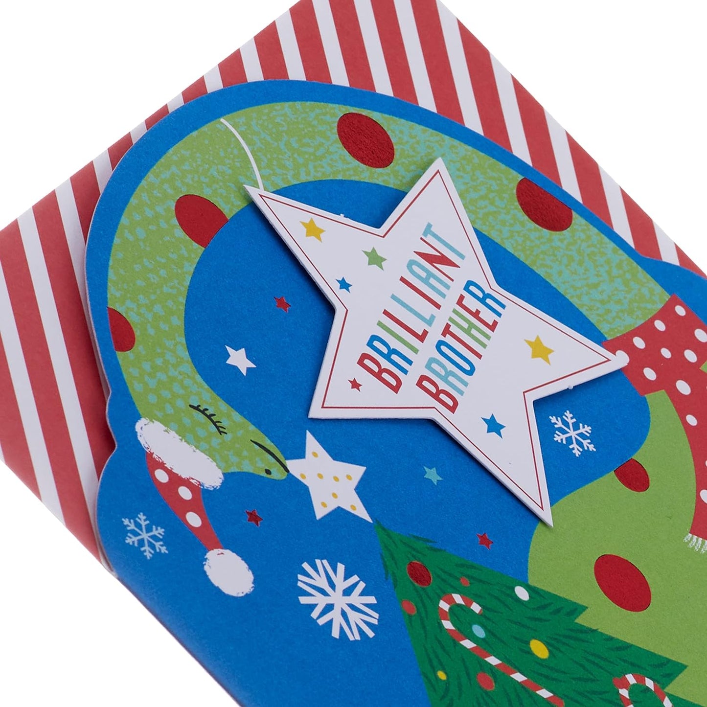 Contemporary Die Cut Design with Pop Up Tail Brother Christmas Card