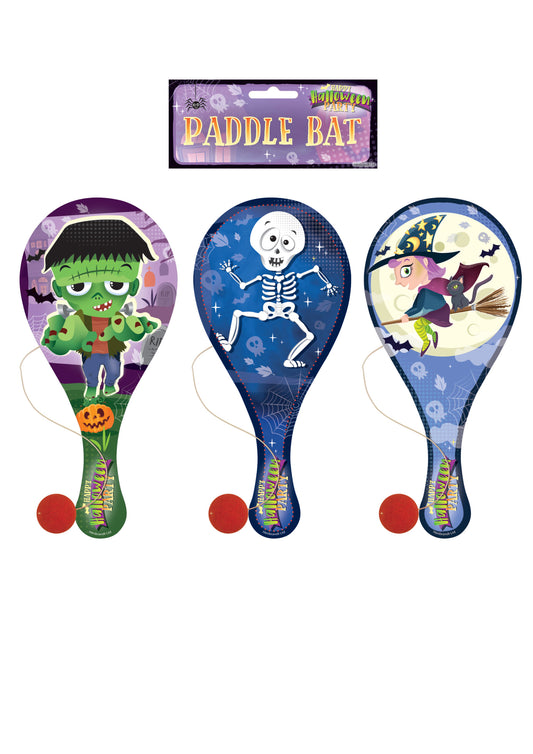 Wooden Halloween Paddle Bat and Ball Game