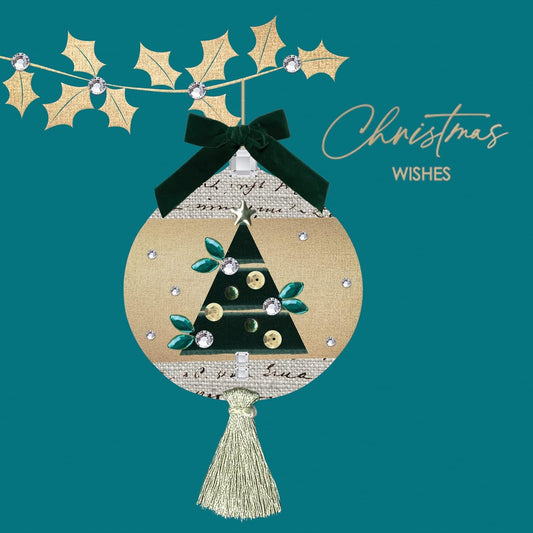 Jewelled Festive Bauble Luxury Hand-Finished Foiled Christmas Card