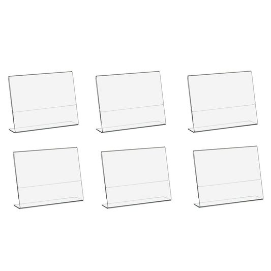 Pack of 6 A6 Horizontal Design L-Shape Transparent Acrylic Label Sign Holder