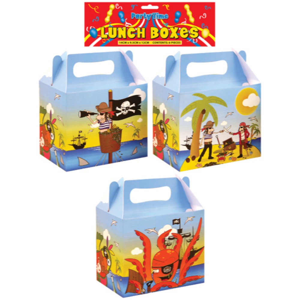 Pack of 6 Pirate Design Lunch Boxes