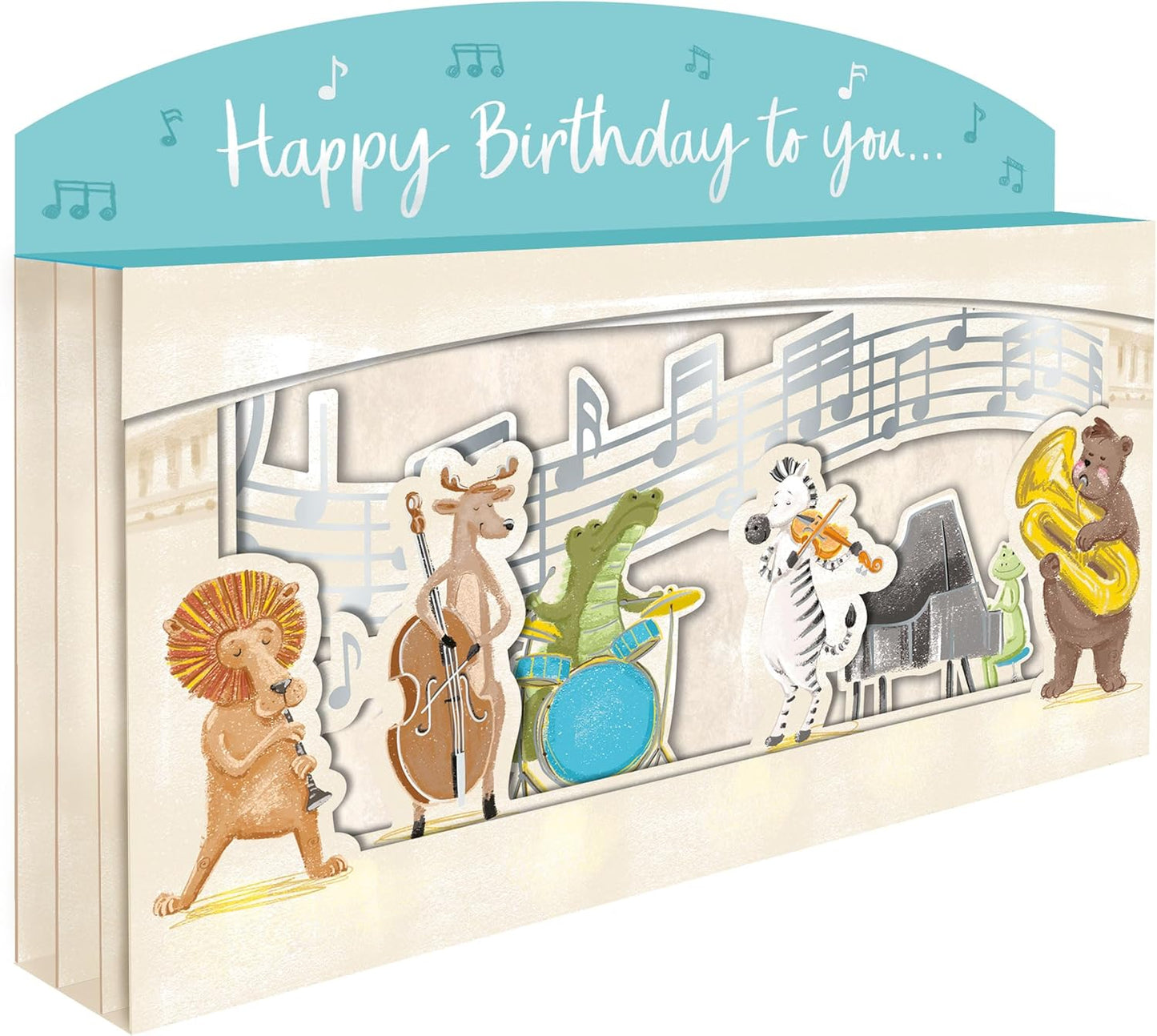 Spectacular 3D Animals & Musical Instruments Birthday Card