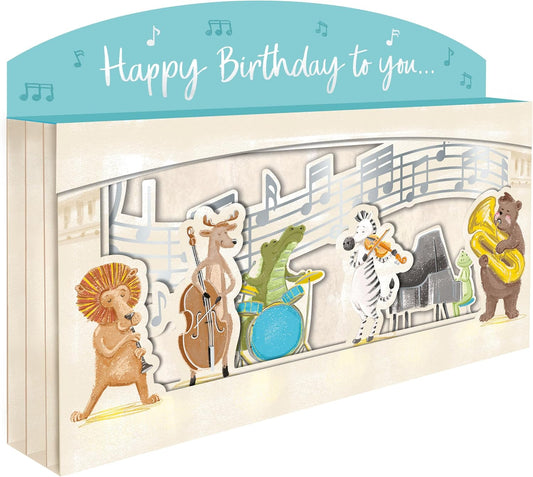 Spectacular 3D Animals & Musical Instruments Birthday Card