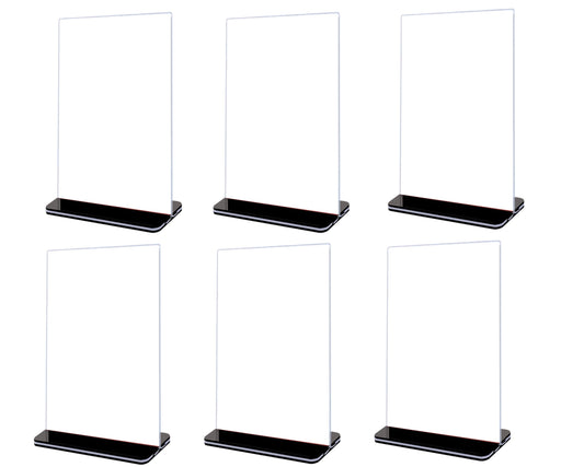 Pack of 6 Vertical Design T-Shape Acrylic Sign Holder 10 x 20cm