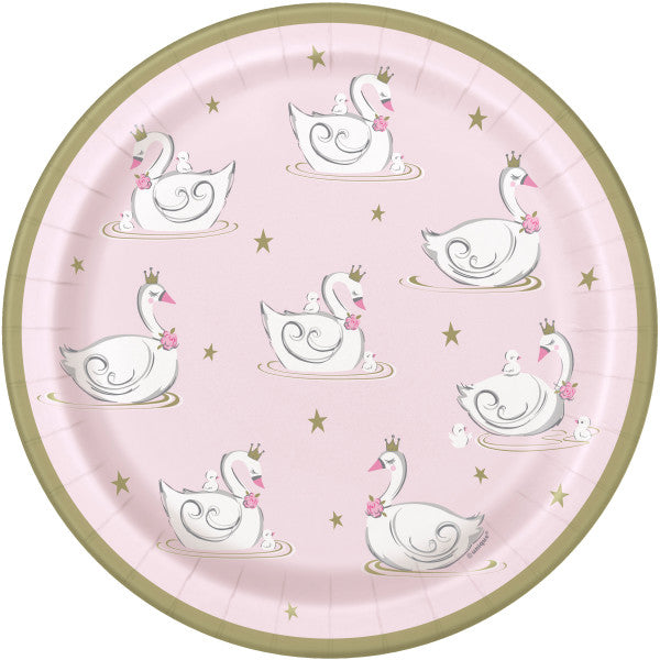 Pack of 8 Swan Birthday Round 9" Dinner Plates