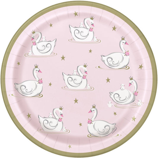 Pack of 8 Swan Birthday Round 9" Dinner Plates