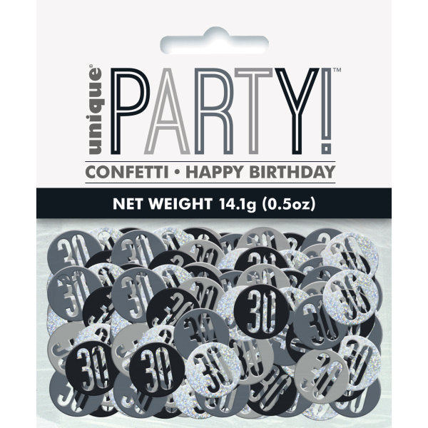 Birthday Black Glitz Number 30 Confetti 5oz