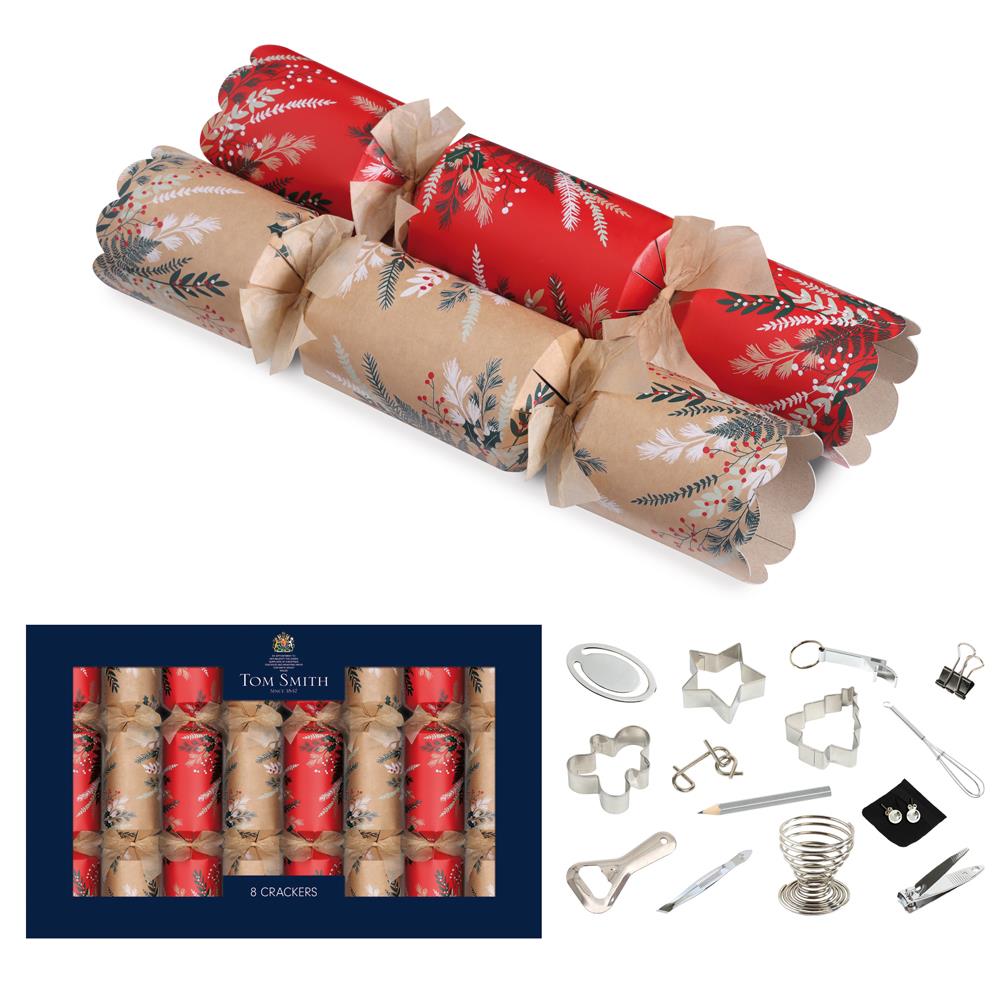 Pack of 8 14" Christmas Kraft Deluxe Crackers