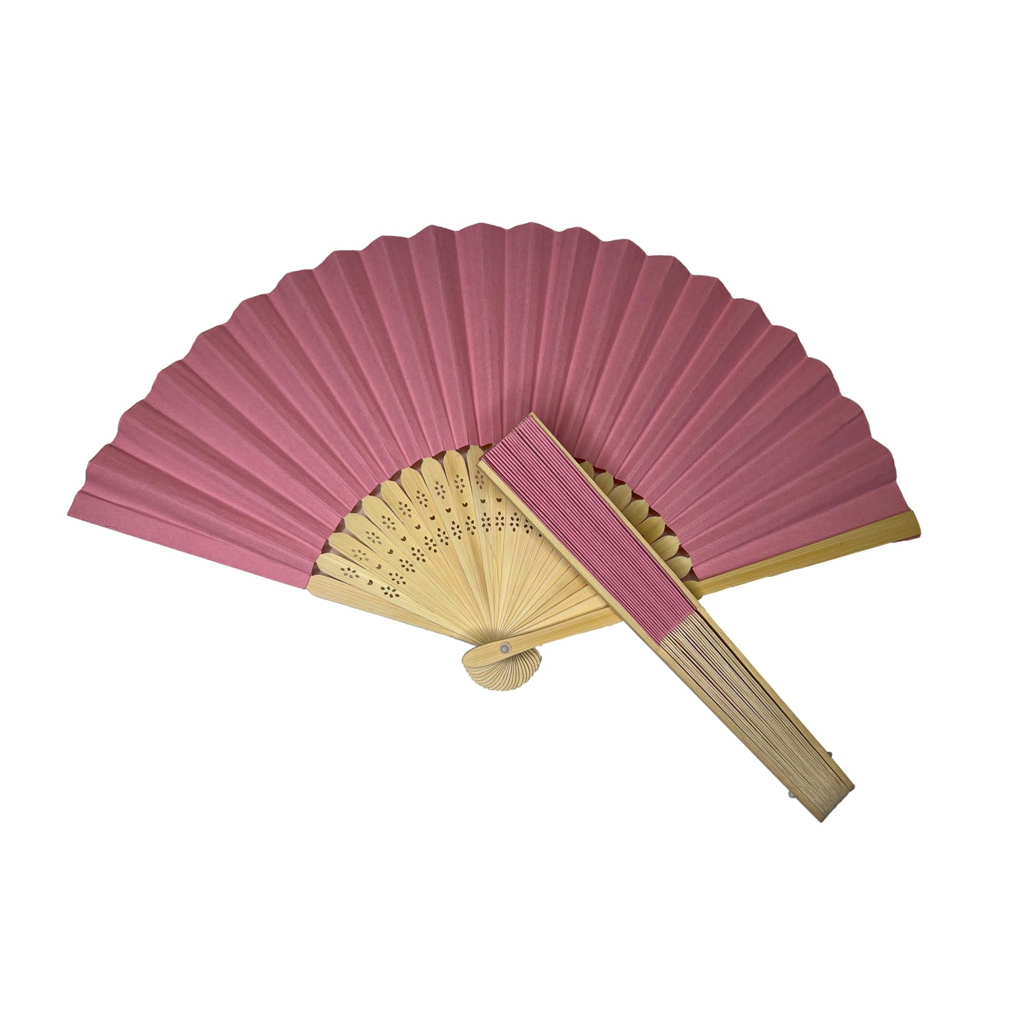 Pack of 500 Pink Paper Foldable Hand Held Bamboo Wooden Fans by Parev