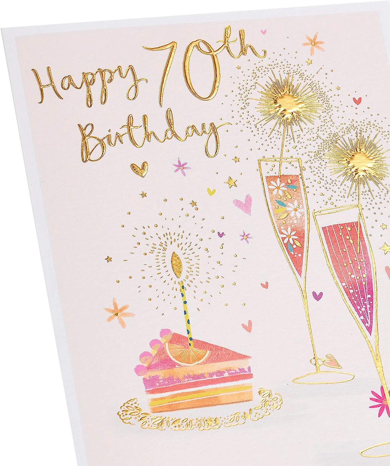 Pink Celebration Gold Design 70th Birthday Card