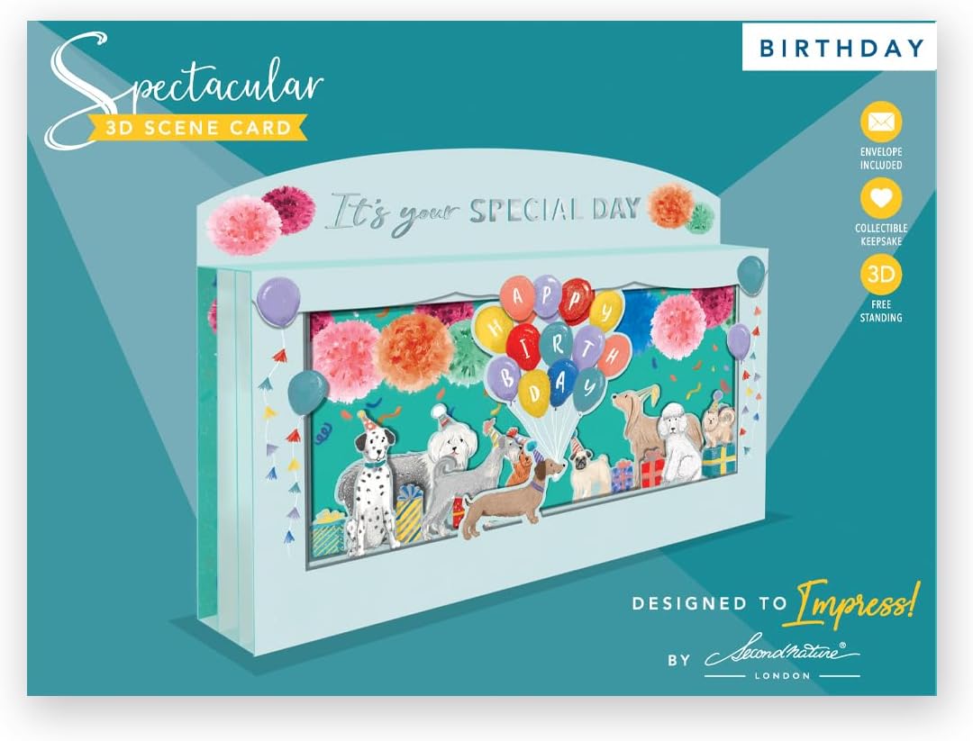 Spectacular 3D Special Day Party Dogs Happy Birthday Card