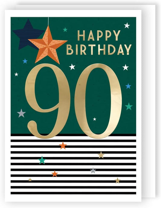 Gold Party! For Him Contemporary 90th Birthday Card