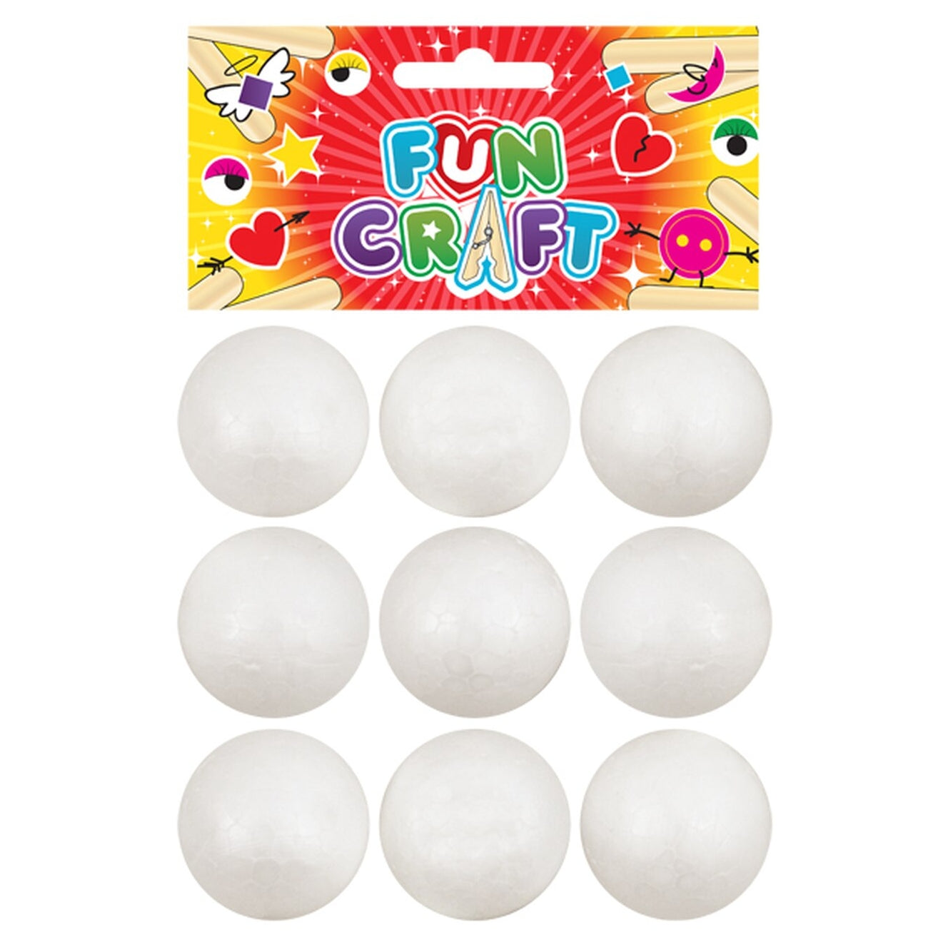 Pack of 9 Craft Kit Foam Balls 38mm