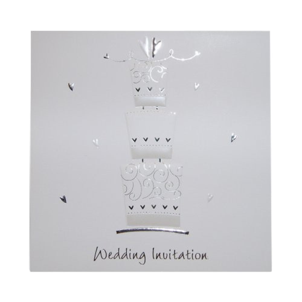 Pack of 5 Luxury White 'Cake' Wedding Invitations