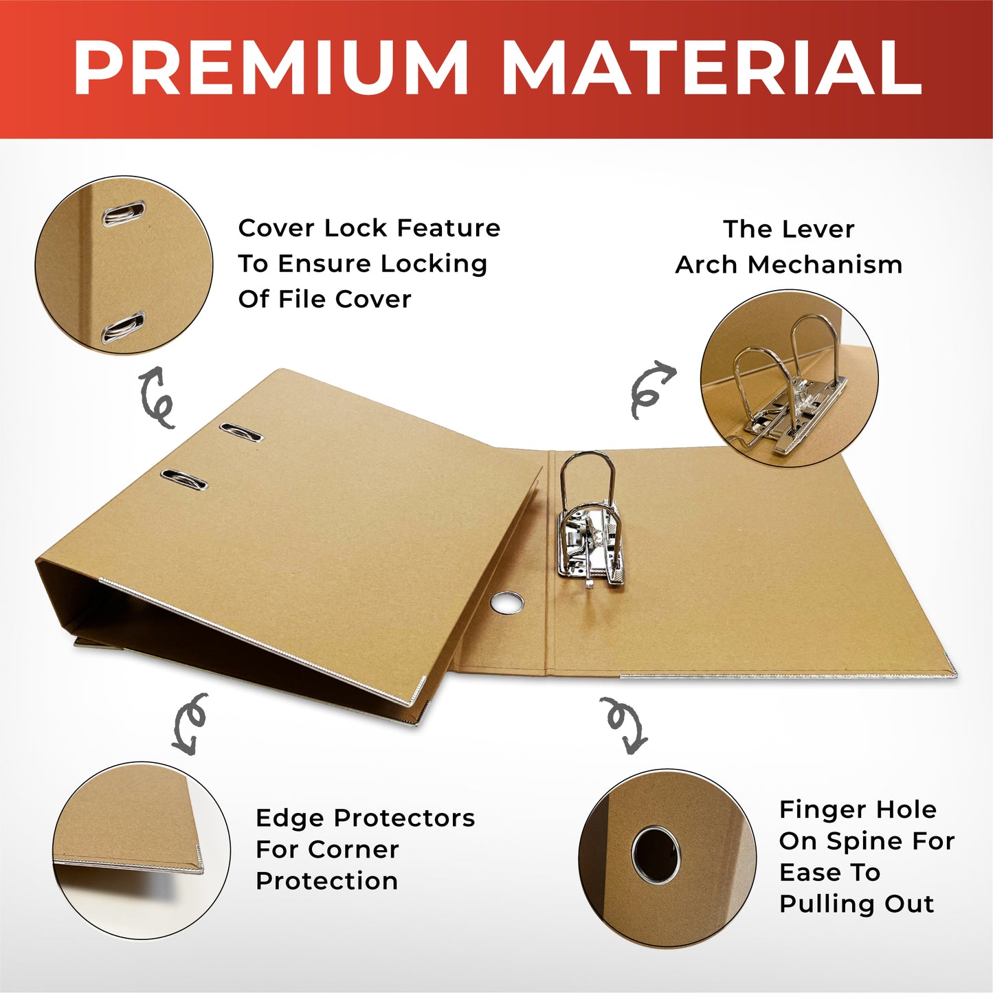 A4 Kraft Paperboard Lever Arch File