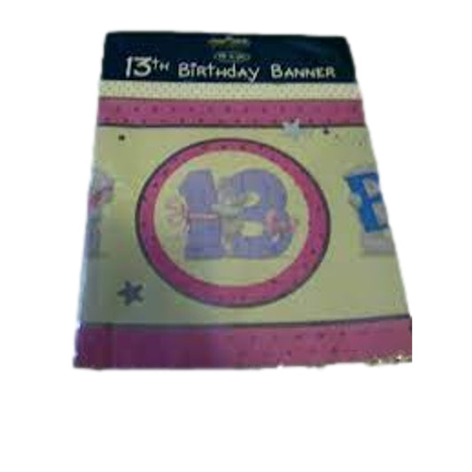 Me to You Tatty Teddy 13th Birthday Banner in Pink and Yellow