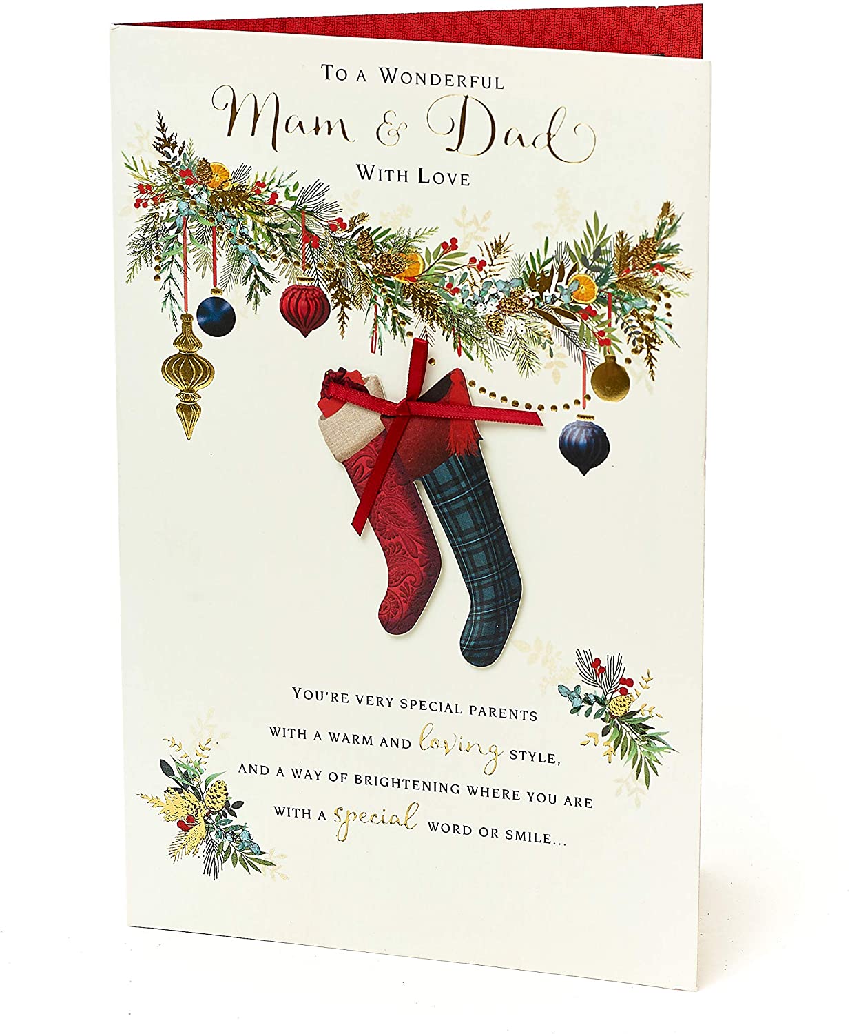 Mum And Dad Wreath Design Nice Verse Christmas Card 