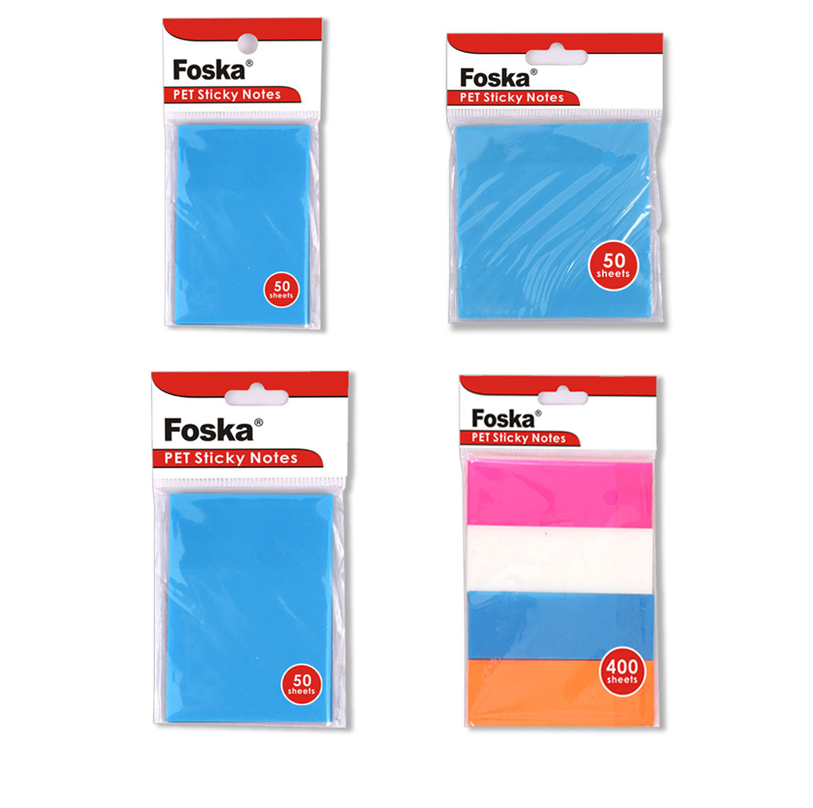 6x Pack of 50 Coloured Translucent Sticky Notes 75 x 50mm