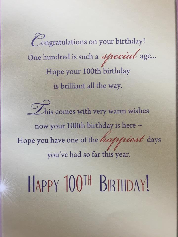 100th Birthday Modern Design with Sentiment Greeting Card