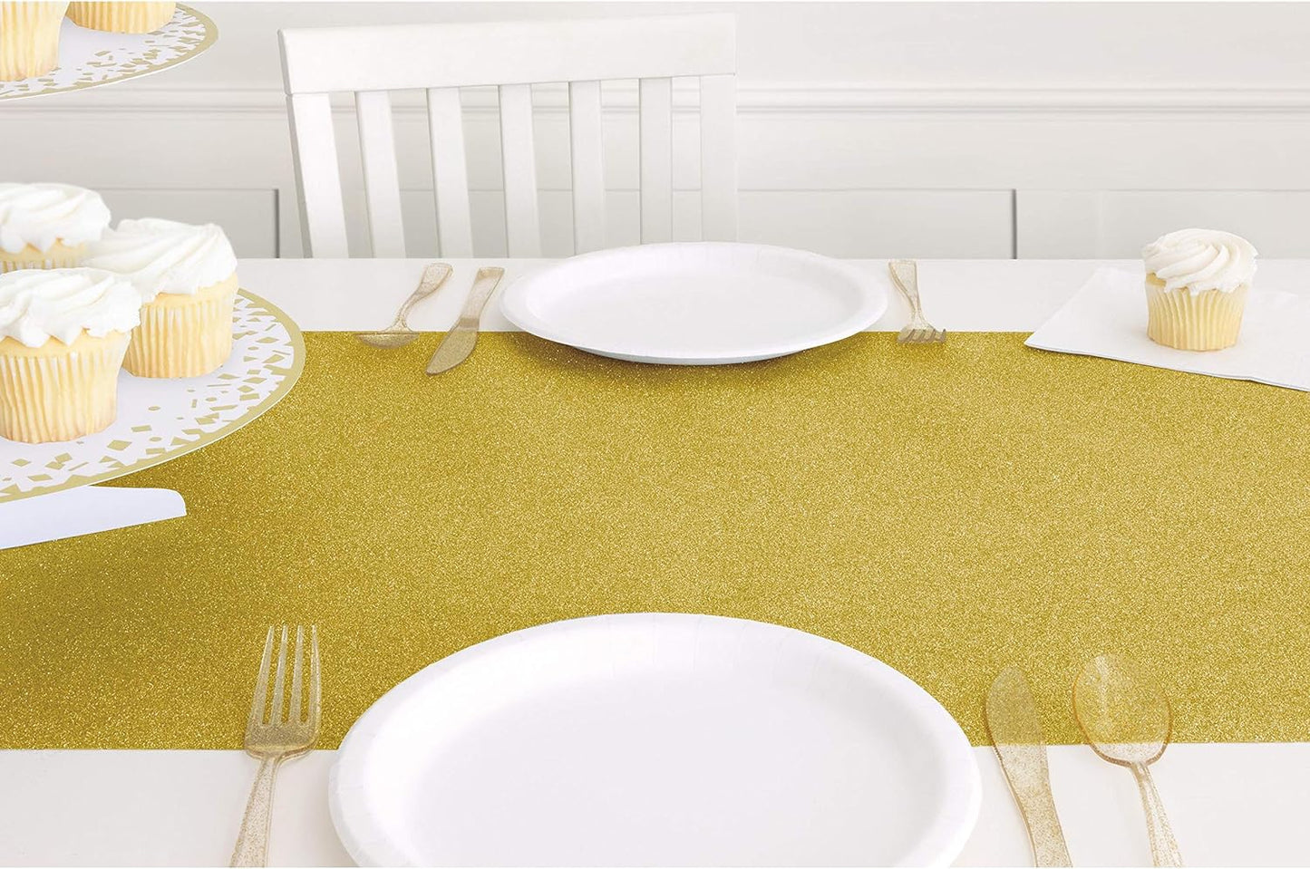 Plastic Gold Glitter Table Runner