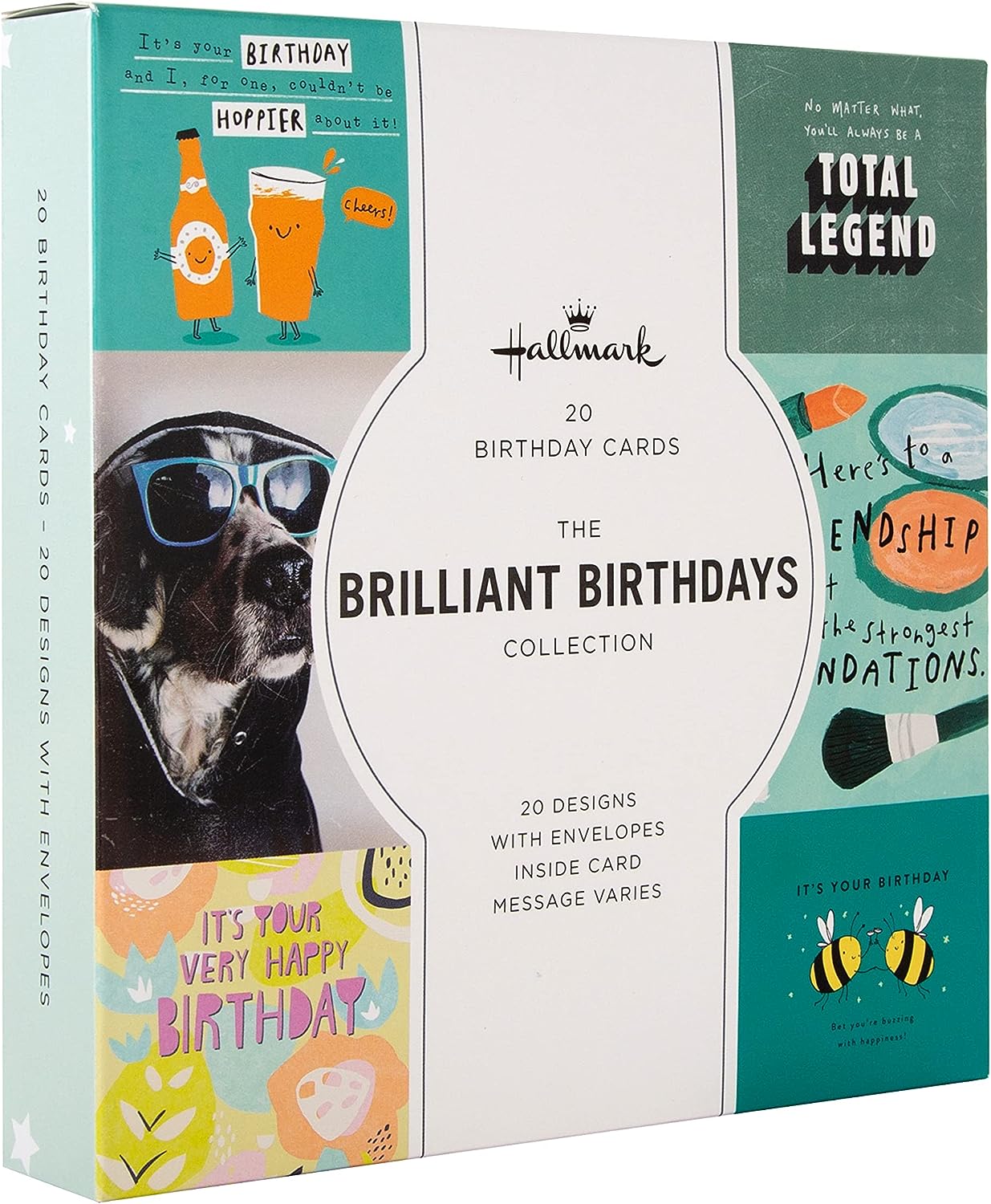 Multipack of 20 Birthday Cards in 20 Contemporary Designs