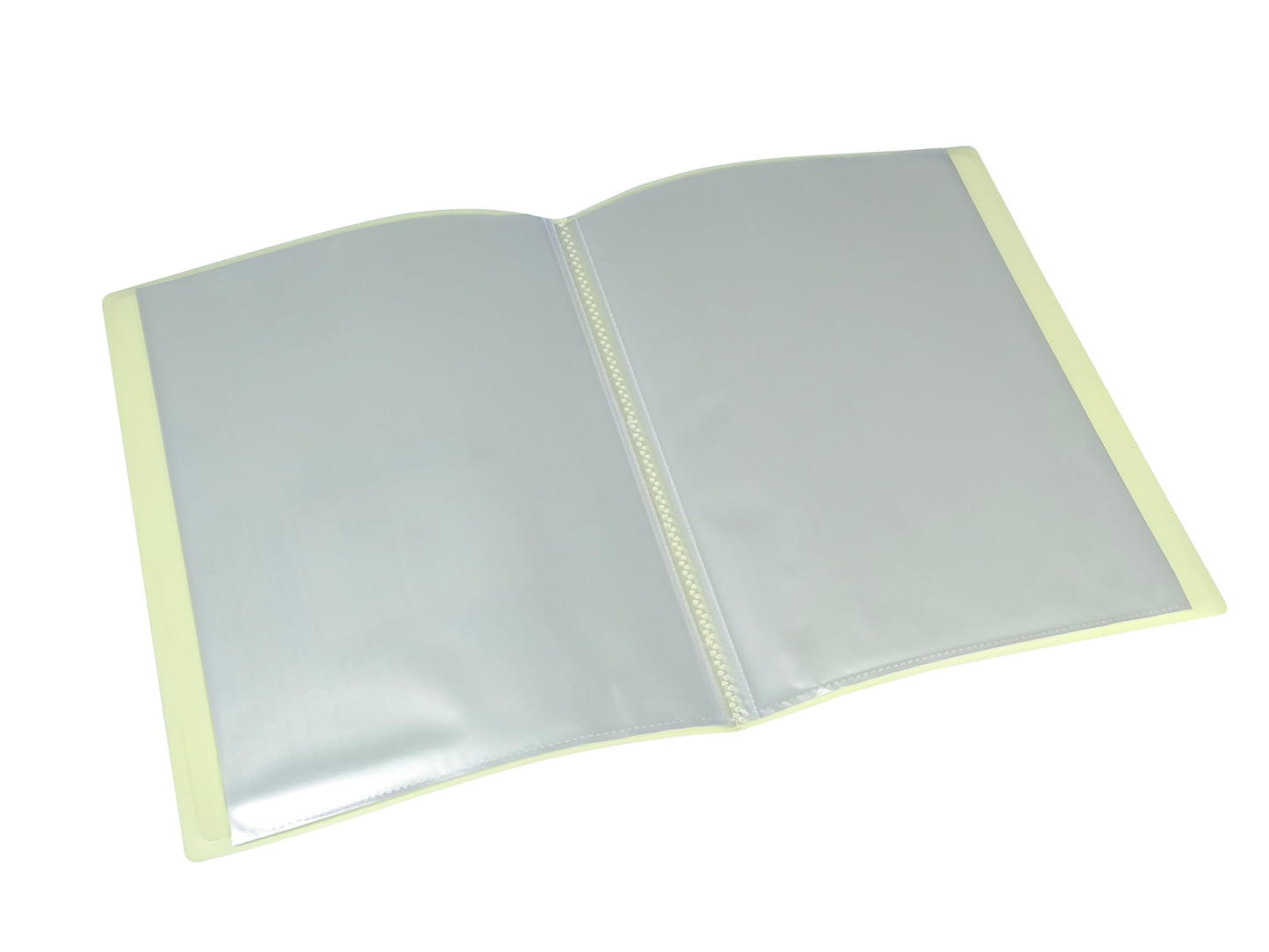 Pack of 12 A4 Pastel Yellow Coloured Flexicover 20 Pocket Display Books with Card Pocket