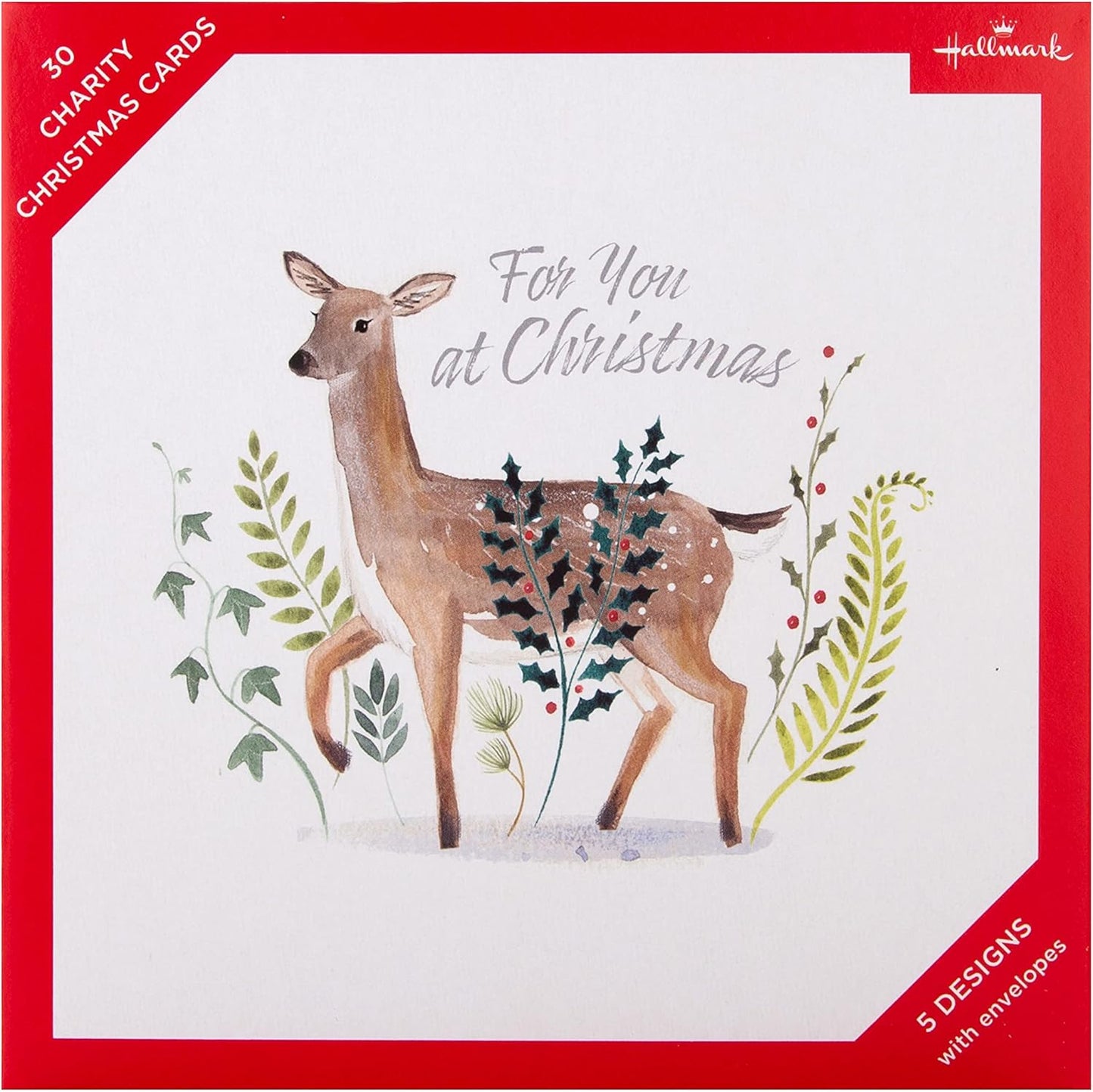 Pack of 30 in 5 Contemporary Designs Woodland Animal Charity Christmas Cards