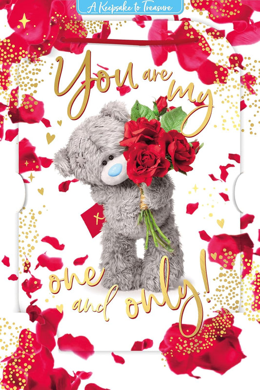 Bear With Bouquet Of Roses Open Valentine's Day Card