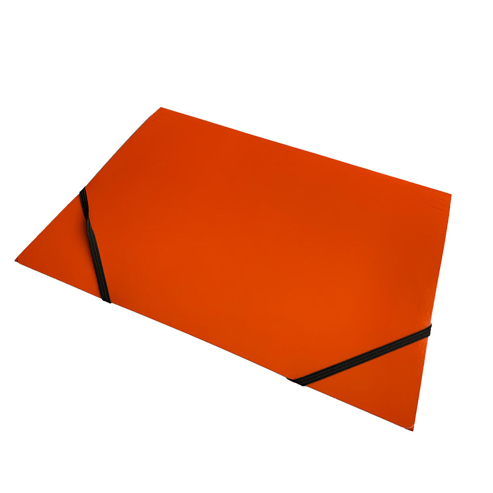 Janrax A4 Orange Laminated Card 3 Flap Folder with Elastic Closure