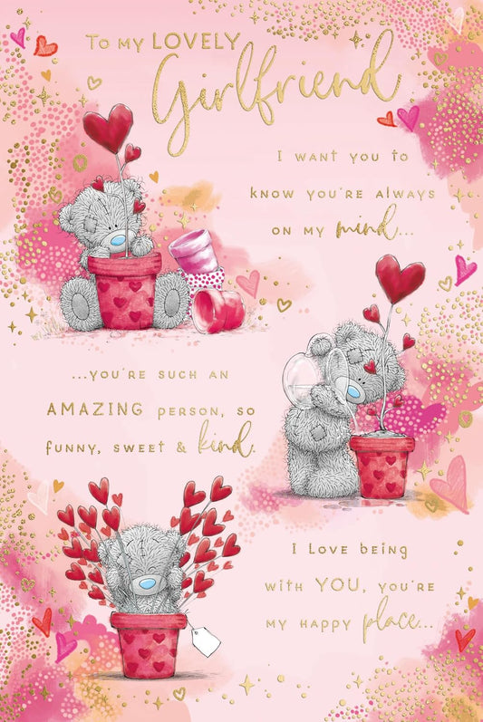 Bear With Plant Pot Girlfriend Valentine's Day Card