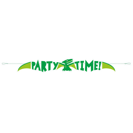 5ft Party Time Blue & Green Dinosaur Banner