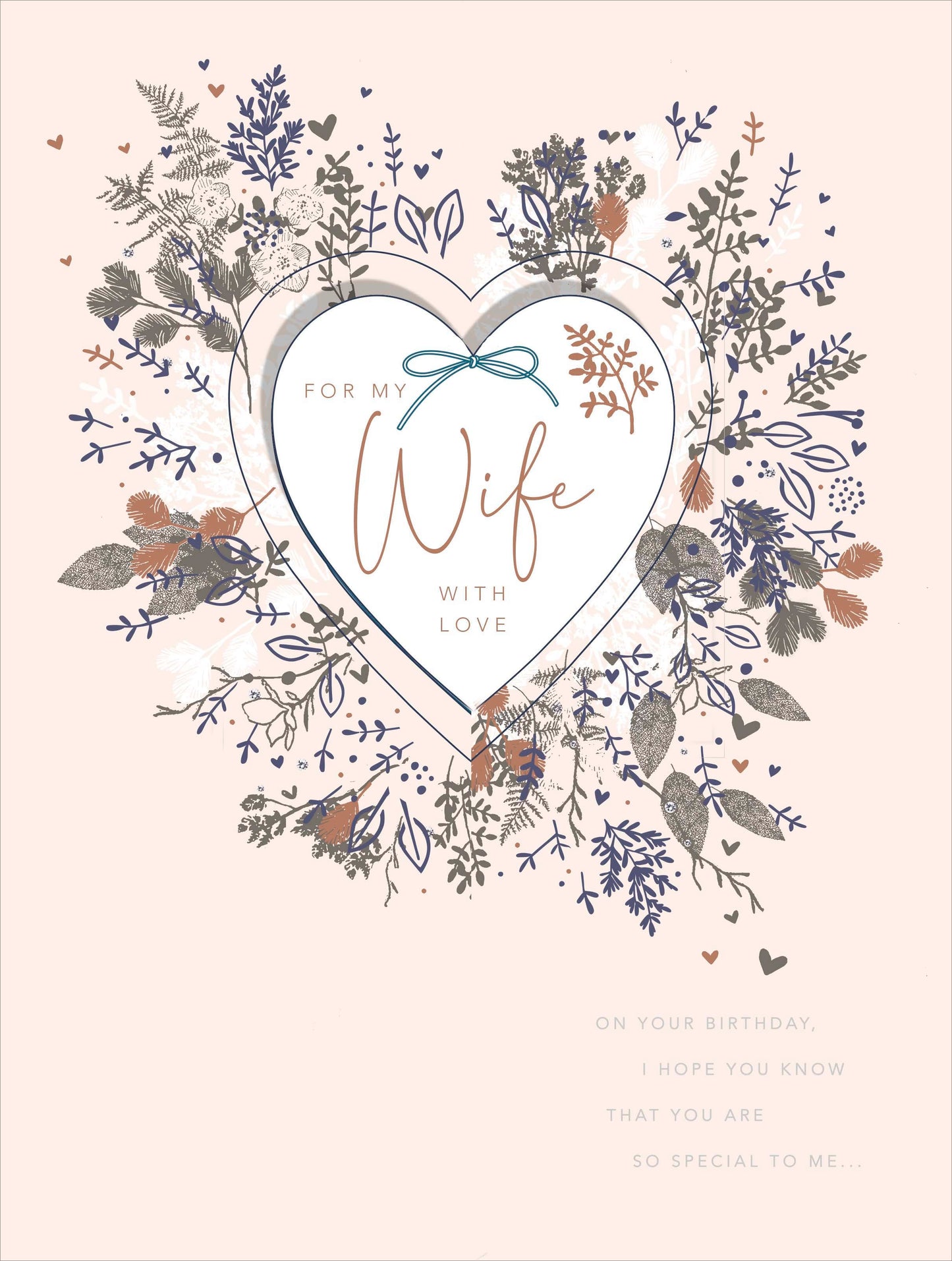 Wife Hanging Heart Design Large Luxury Birthday Card