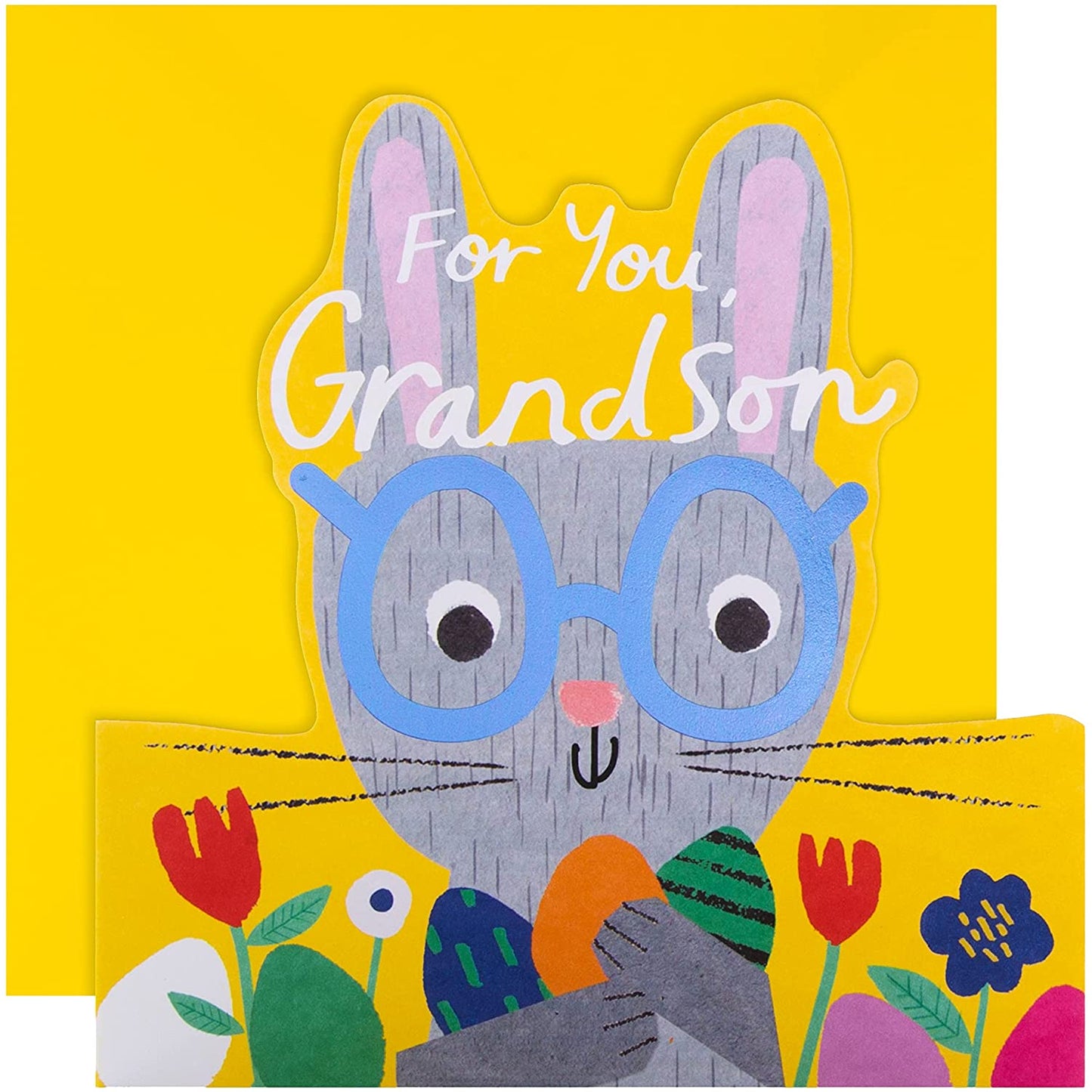 For Grandson Die Cut Bunny Design Easter Card