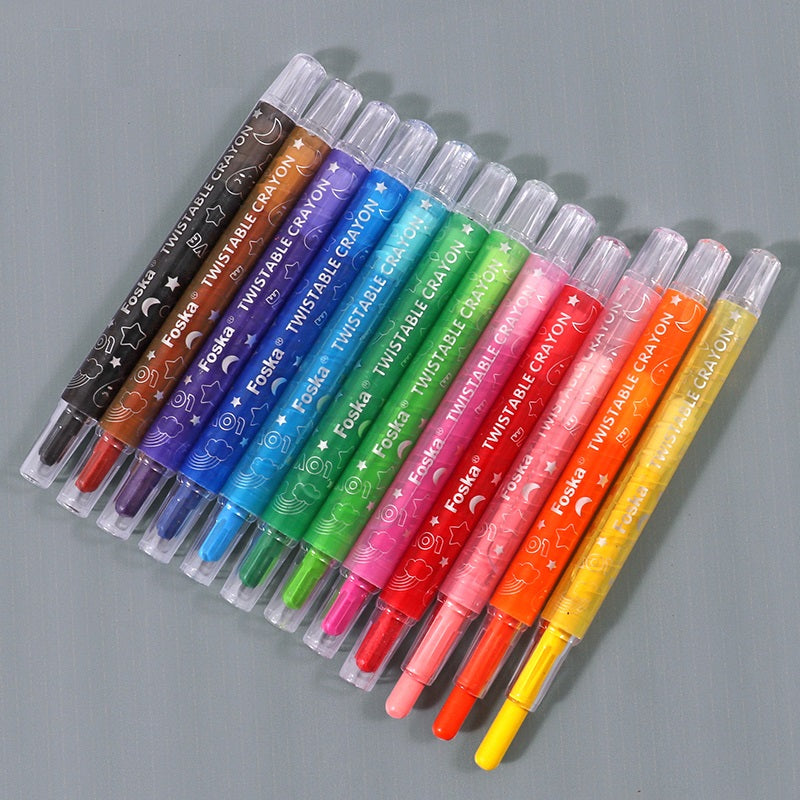 Pack of 12 Assorted Colour Twistable Crayons